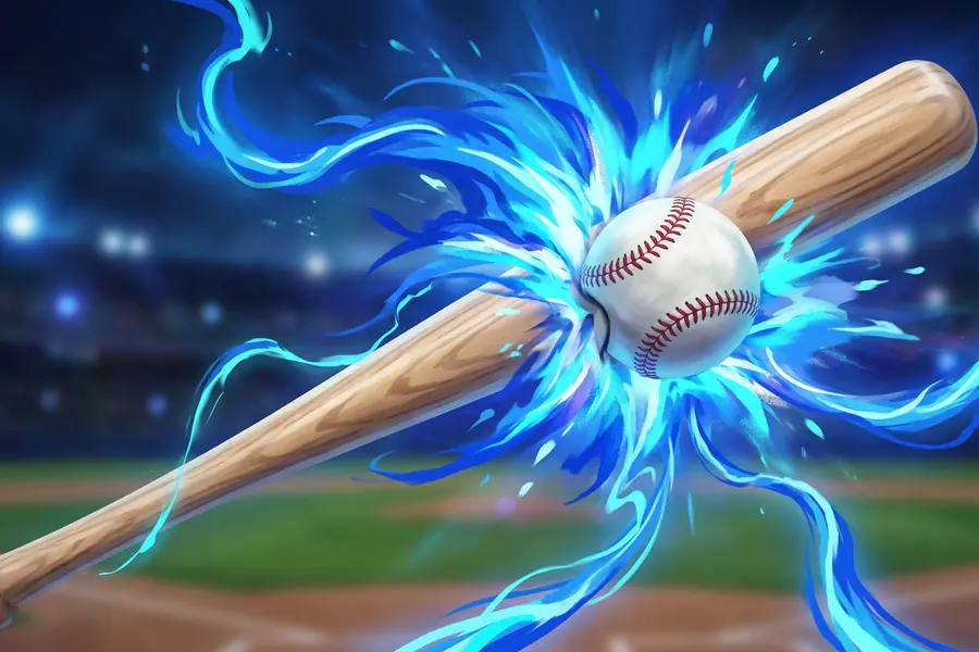 Baseball bat connecting with the ball above the infield